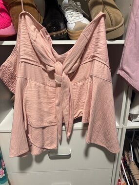 Luxxel Blush Pink Tie-Front Camisole